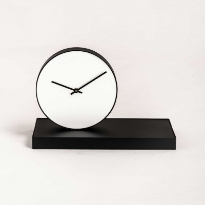 Formae Orologio da tavolo moderno in acciaio con specchio girevole "Gira Tempo" Colore: Nero
