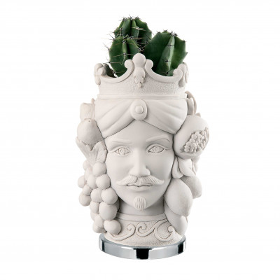 Bongelli Preziosi - Testa di moro maschile media in stile moderno con piantina - Colore: Bianco - SKU: ME1594/2