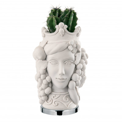 Bongelli Preziosi - Testa di moro femminile media in stile moderno con piantina - Colore: Bianco - SKU: ME1595/2
