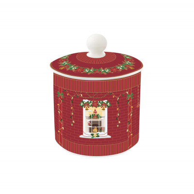  Easy Life - Festive Avenue - Barattolo con coperchio in porcellana con decoro natalizio - Colore: Rosso - SKU: R1443#FEAV 
