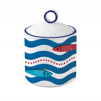  Easy Life - Sardine's party - Barattolo per alimenti in porcellana - Colore: Bianco/Blu - SKU: R2211#SARD 