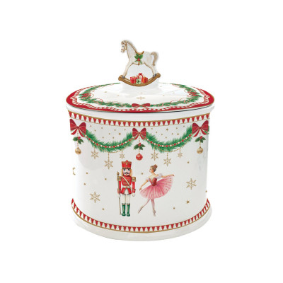  Easy Life - Magie de Noel - Biscottiera in porcellana con decoro natalizio - Colore: Multicolore - SKU: R1334#MNOE 