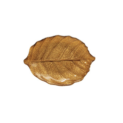  Easy Life - Forest Dream - Piattino in vetro a forma di foglia di betulla - Colore: Ocra - SKU: R1534#FODO 