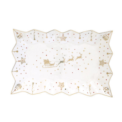  Easy Life - Christmas Lights - Piatto da portata in porcellana a tema natalizio - Colore: Oro - SKU: R1004#CHLI 