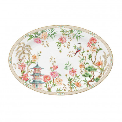  Easy Life - Jardins D'Orient - Piatto da portata ovale in porcellana - Colore: Multicolore - SKU: R1316#JADO 