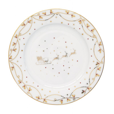  Easy Life - Christmas Lights - Set 6 Piatti dolce in porcellana a tema natalizio - Colore: Oro - SKU: R0944#CHLI 