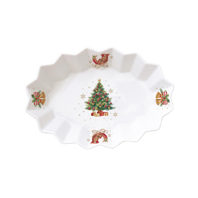  Easy Life - Christmas Tales - Piatto ovale in porcellana con decori natalizi - Colore: Bianco - SKU: R1048#CTAL 