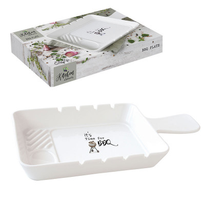  Easy Life - Kitchen Elements - PIatto per barbecue in porcellana - Colore: Bianco - SKU: R1915#KITE 