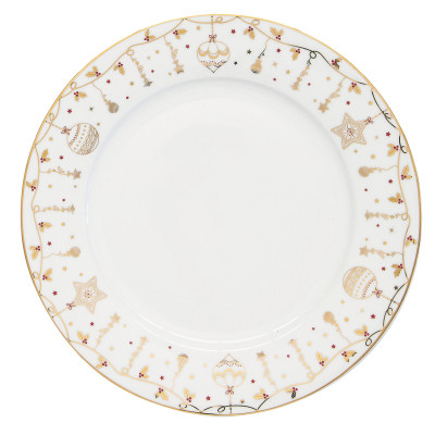  Easy Life - Christmas Lights - Set 6 PiattI pianI in porcellana a tema natalizio - Colore: Oro - SKU: R0942#CHLI 