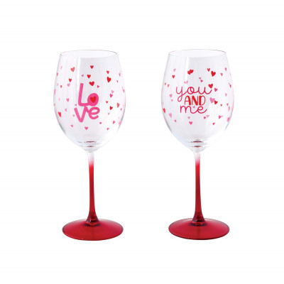  Easy Life - Cuoricini - Set 2 calici vino in vetro - Colore: Rosso - SKU: R4017#CUOR 