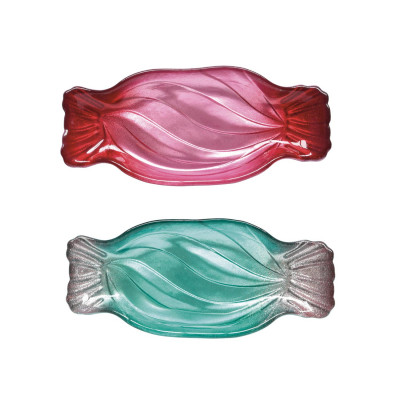  Easy Life - Sweet Christmas - Set 2 piattini in vetro in stile natalizio - Colore: Rosa/Blu - SKU: R1415#SWGB 