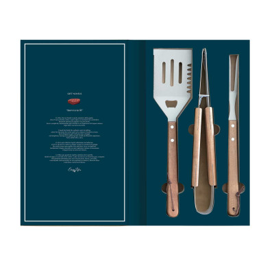 Easy Life Gift Novels Set 3 pezzi BBQ con scatola regalo Colore: Blu Petrolio