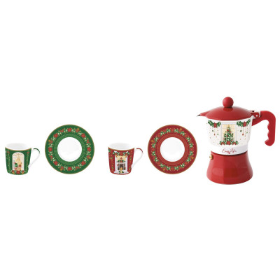  Easy Life - Festive Avenue - Set con caffettiera e 2 tazze da caffè da 10cl - Colore: Multicolore - SKU: R0134#FEAV 