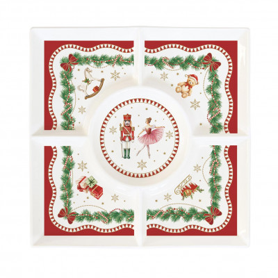  Easy Life - Magie de Noel - Set aperitivo in porcellana a scomparti con decori natalizi - Colore: Multicolore - SKU: R2095#MNOE 