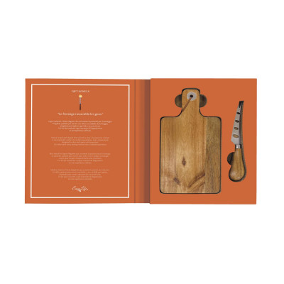 Easy Life - Gift Novels - Set con tagliere in legno di acacia con coltello da formaggi - Colore: Arancione - SKU: R3271#GIFN 
