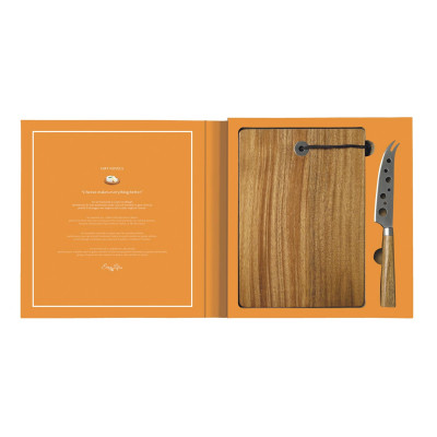  Easy Life - Gift Novels - Set con tagliere in legno di acacia con coltello - Colore: Arancione - SKU: R3269#GIFN 