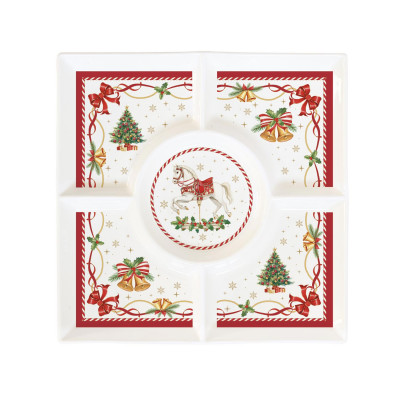  Easy Life - Christmas Tales - Set vassoi per aperitivi in porcellana con decoro natalizio - Colore: Multicolore - SKU: R2095#CTAL 