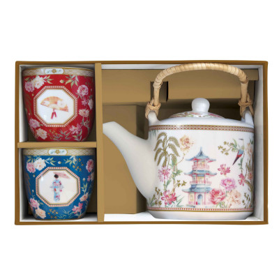  Easy Life - Jardins D'Orient - Teiera con 2 bicchierini in porcellana - Colore: Multicolore - SKU: R1467#JADO 