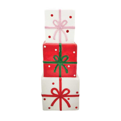 Easy Life Ribbon Vaso decorativo a forma di pacchetti di natale Colore: Bianco