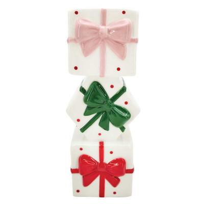 Easy Life Ribbon Vaso decorativo a forma di regali di natale Colore: Bianco