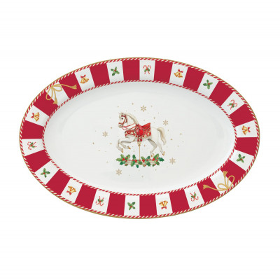  Easy Life - Christmas Tales - Vassoio ovale in porcellana con decoro natalizio - Colore: Multicolore - SKU: R1116#CTAL 