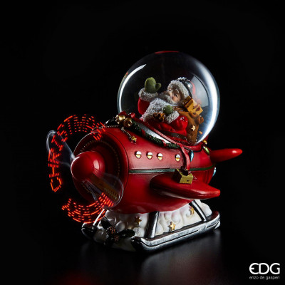  EDG - Enzo de Gasperi - Addobbo natalizio con sfera d'acqua con aereo con led - Colore: Rosso - SKU: 683499-400 