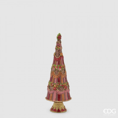 EDG - Enzo de Gasperi Alberello di natale piccolo glitterato h.32 Colore: Rosso Borgogna