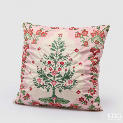 EDG - Enzo de Gasperi Cuscino quadrato con decori natalizi Colore: Verde/Rosa