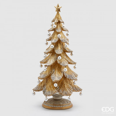  EDG - Enzo de Gasperi - Pino Poly - Decorazione natalizia alberello di natale Poly con perle grande - Colore: Oro - SKU: 685335-110 