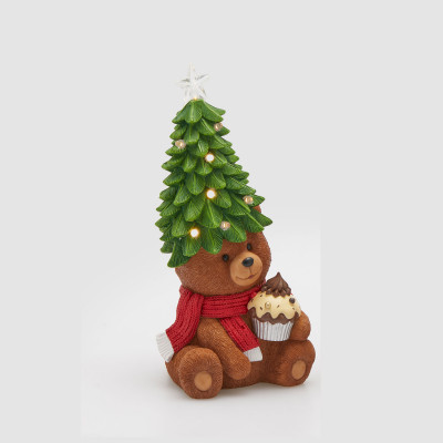  EDG - Enzo de Gasperi - Orso - Decorazione natalizia con orsetto con muffin e led - Colore: Marrone - SKU: 8100867A976/MUFFIN 