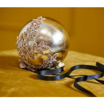  EDG - Enzo de Gasperi - Decorazione natalizia palla di natale in vetro ricamata - Colore: Oro - SKU: 683458-01 