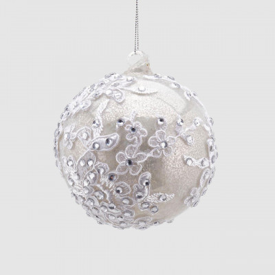 EDG - Enzo de Gasperi Decorazione natalizia palla in vetro piccola con gemme Colore: Argento