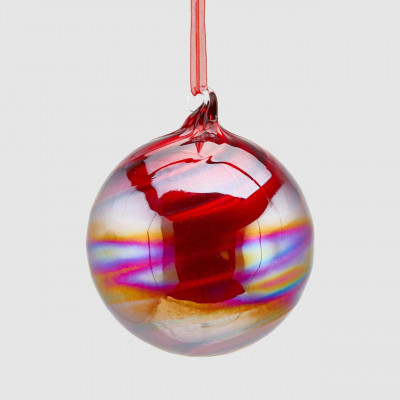 EDG - Enzo de Gasperi Decorazione natalizia per albero palla in vetro grande a spirale Colore: Rosso Borgogna