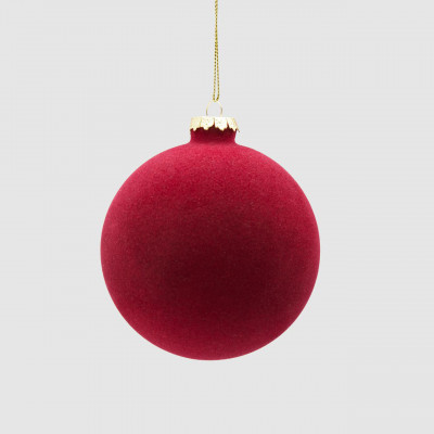 EDG - Enzo de Gasperi Decorazione natalizia per albero palla in vetro vellutata Colore: Rosso Borgogna