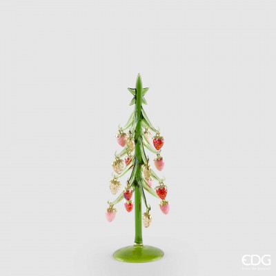 EDG - Enzo de Gasperi Decorazione natalizia pino con fragole h.32 Colore: Verde/Rosso