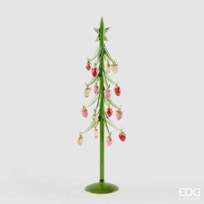 EDG - Enzo de Gasperi Decorazione natalizia pino con fragole h.46 Colore: Verde/Rosso
