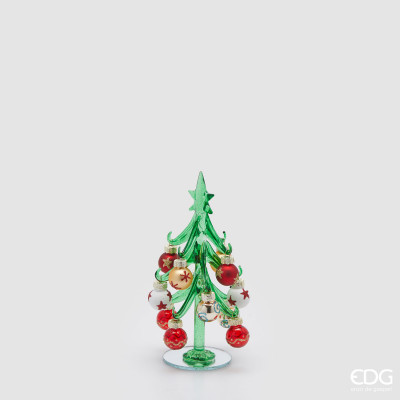  EDG - Enzo de Gasperi - Decoro natalizio con pino in vetro h.16 - Colore: Verde/Rosso - SKU: 8101253A774 