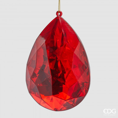  EDG - Enzo de Gasperi - Diamante - Decoro per albero di natale diamante a goccia grande - Colore: Rosso - SKU: 8100898A400 
