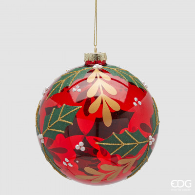  EDG - Enzo de Gasperi - Pallina per albero di natale con vischio - Colore: Oro/Rosso - SKU: 6501113A442 