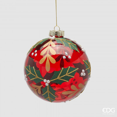  EDG - Enzo de Gasperi - Pallina piccola per albero di natale con vischio - Colore: Oro/Rosso - SKU: 6501112A442 
