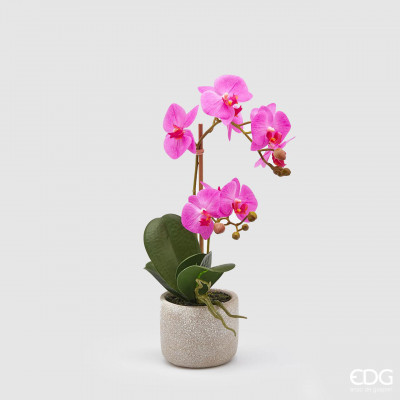 EDG - Enzo de Gasperi - Pianta artificiale con vaso orchiedea - Colore: Rosa - SKU: 215316-570