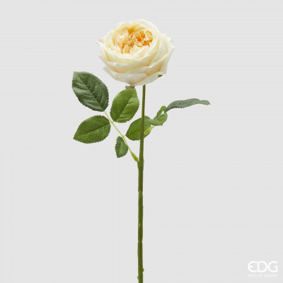 EDG - Enzo de Gasperi - Pianta artificiale ramo con foglie rosa elide - Colore: Crema - SKU: 2100305A114