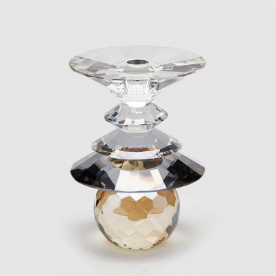 EDG - Enzo de Gasperi Porta candela grande in cristallo per una candela dal design moderno Pagoda Colore: Grigio