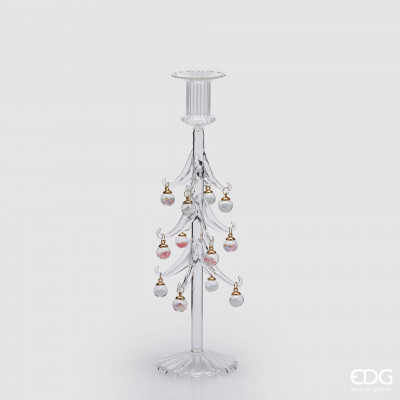  EDG - Enzo de Gasperi - Portacandela in vetro a forma di pino - Colore: Trasparente - SKU: 4400450A000 