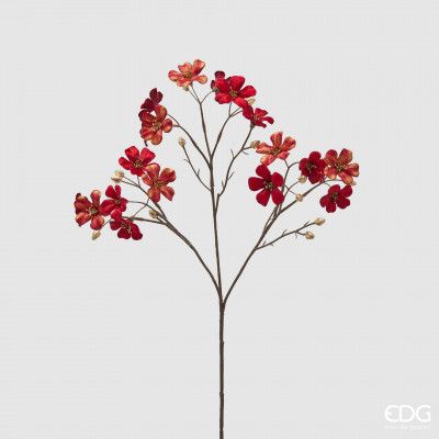 EDG - Enzo de Gasperi Ramo piombaggine velluto con foglie Colore: Rosso
