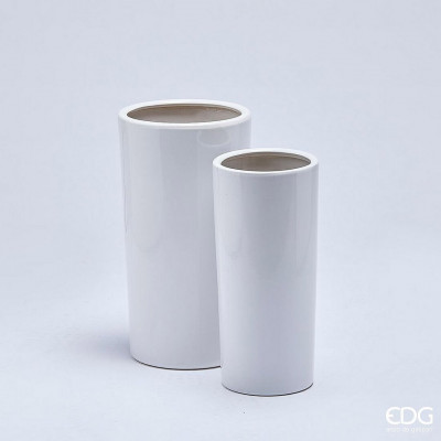 EDG - Enzo de Gasperi - Vaso in ceramica rotondo svasato piccolo in ceramica - Colore: Bianco - SKU: 011496-10/P