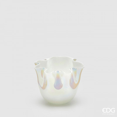 EDG - Enzo de Gasperi - Drappo - Vaso in vetro basso con drappo - Colore: Bianco - SKU: 108331