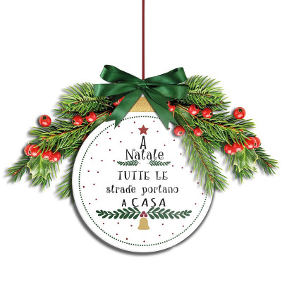 Egan - Pensieri & Parole - Addobbo natalizio per porta "A Natale" - Colore: Bianco - SKU: 120198