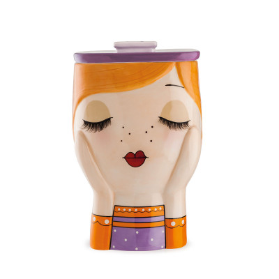 Egan - Le Pupazze - Barattolo per alimenti in ceramica dal design moderno ed elegante - Colore: Arancione - SKU: 214011 