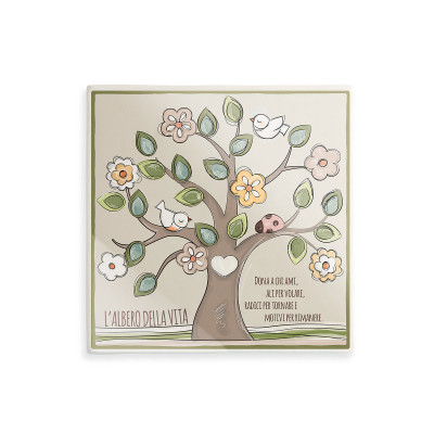 Egan - Albero della Vita - Bomboniera - Formella albero della vita 11x11 - Colore: Verde - SKU: AL08Q/2
